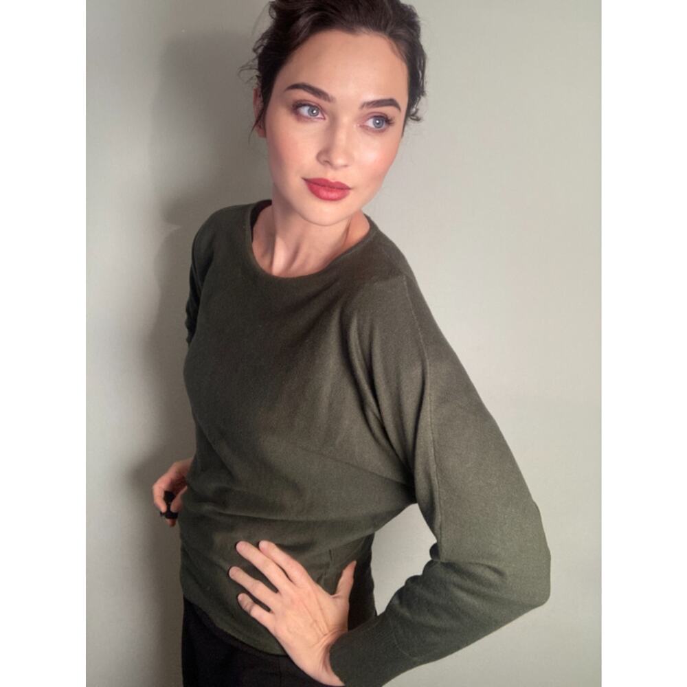 Cyrus Green Dolman Long Sleeve Boatneck Lightweight Knit Sweater ~ Sz M